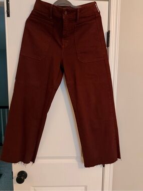 Just Black Denim High-Rise Pants in Rust Red